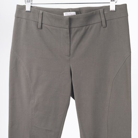 Brunello Cucinelli Grey Cotton-Twill Skinny Pants - Picture 3 of 11